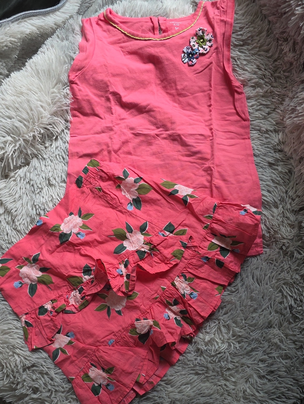Carter's Coral Pink Floral Ruffle Skirt Set